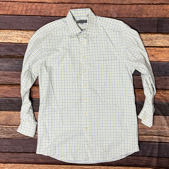 Hickey Freeman Checkered Mens Dress Button Down Long Sleeve Shirt - Picture 1 of 4